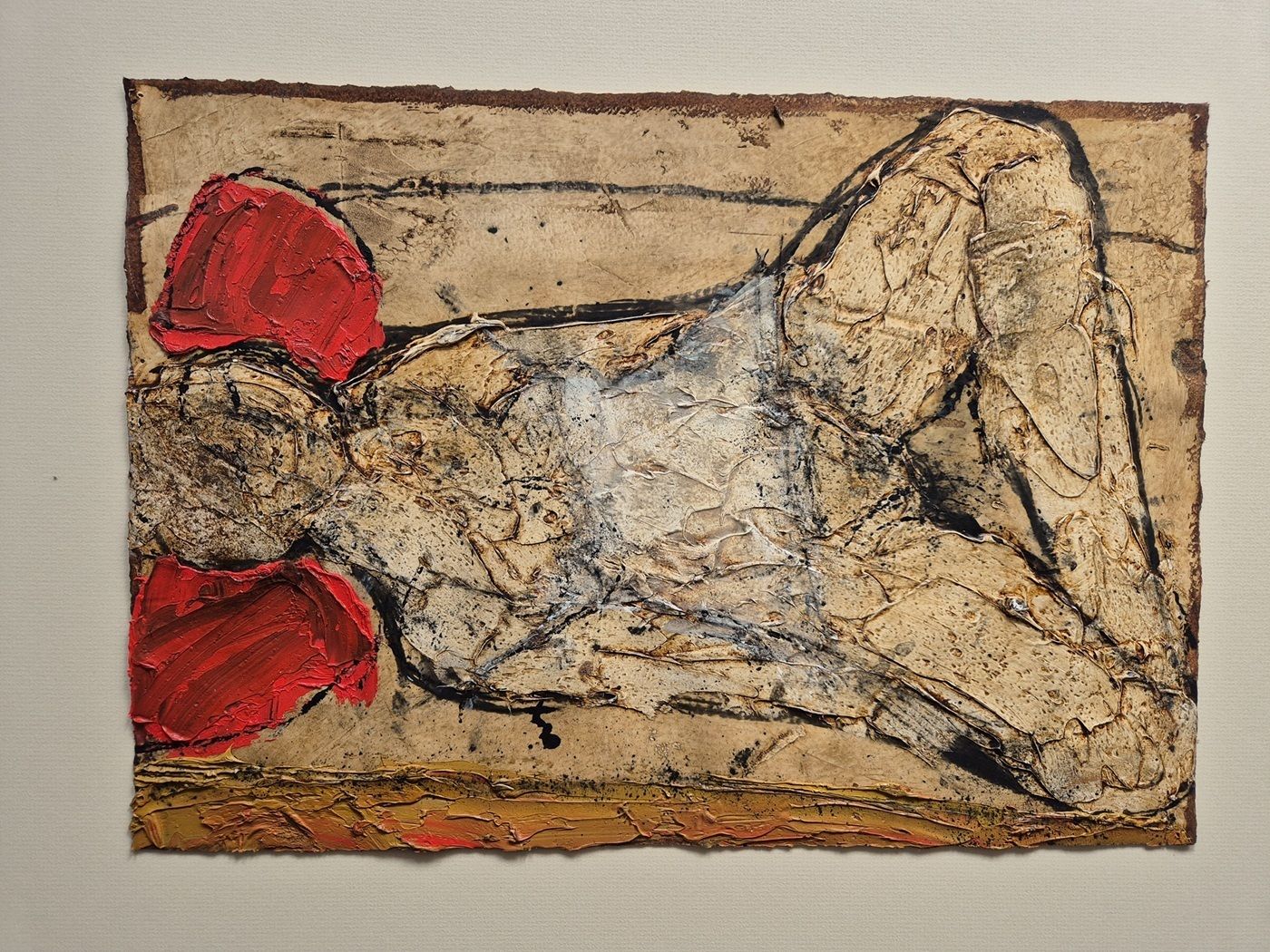 John Emanuel – Sleeping Woman With Red Pillow (Framed Oil Painting) photo for sale