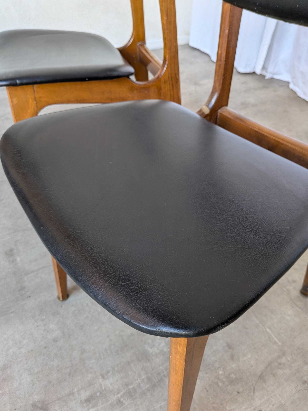 photo vinterior Set Of 2 Vintage Stol Kamnik Dining Chair: Black Leather, Mid Century Modern