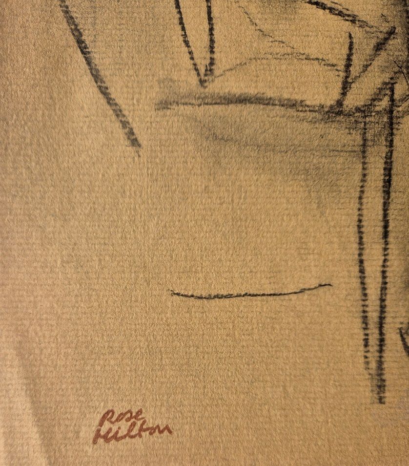 Rose Hilton – Female Nude And Chair (Framed Original Drawing) photo for sale