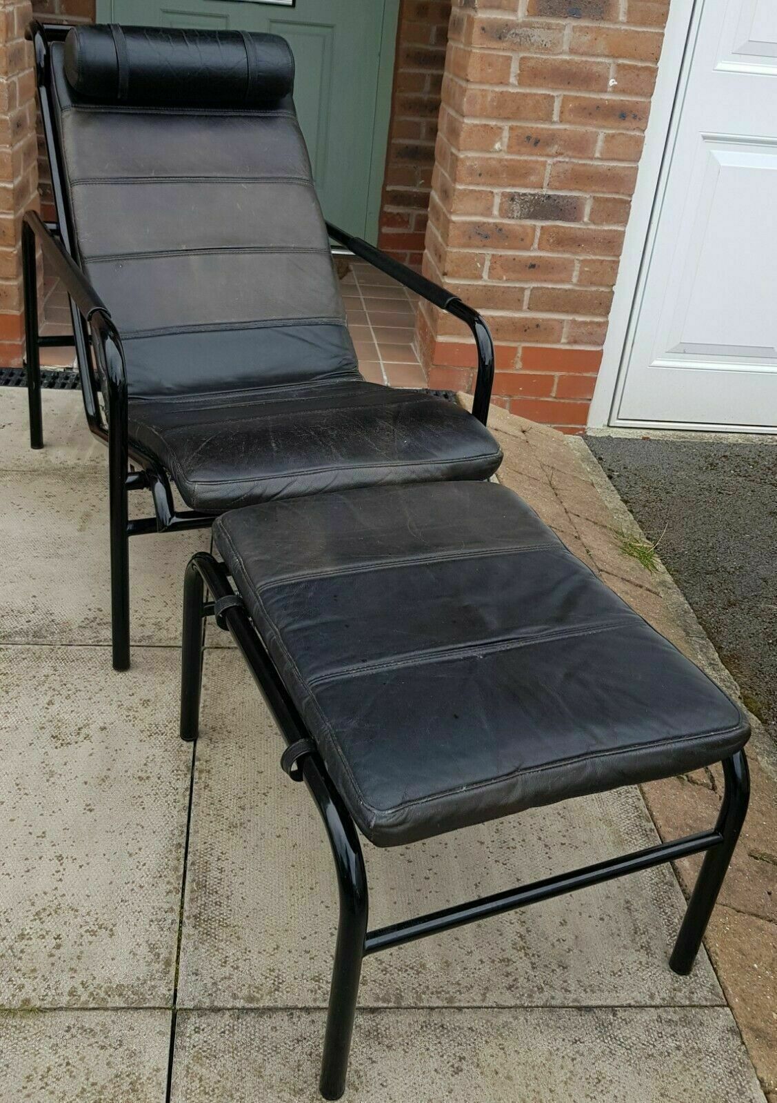 Furniture Rare Vintage Zanotta Leather Genni Lounge Chair Gabriele Mucchi With Footstool photo