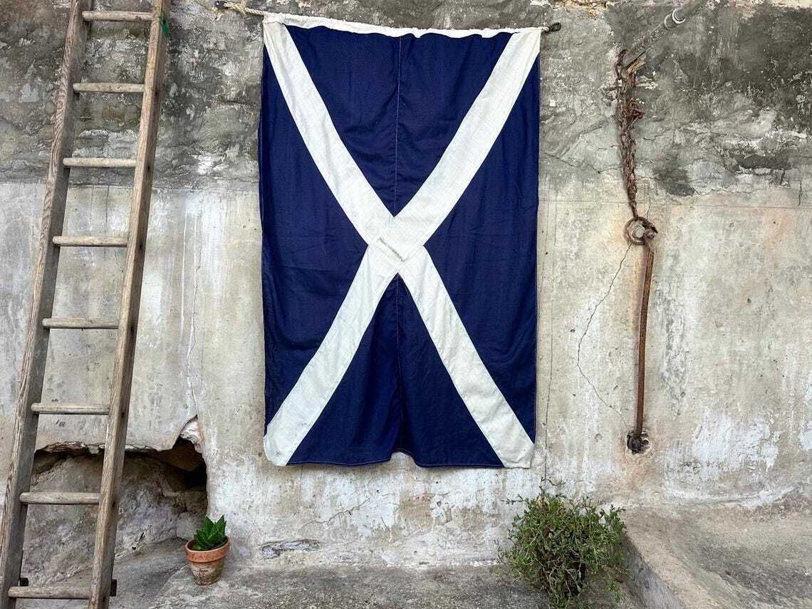 Vintage Signal Flag Letter 'M' 'Mike' Large Saltire St. Andrew's Cross