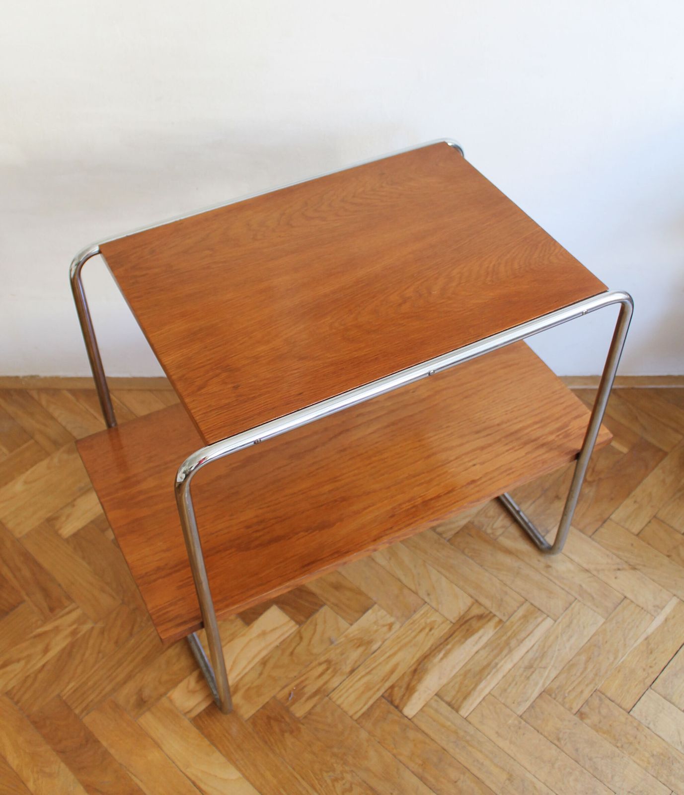Modernist Tubular Steel Side Table | Marcel Breuer Style photo 670.0