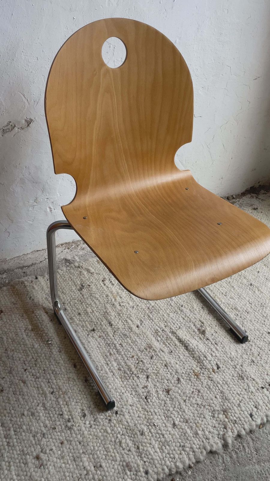 Mid Century Stacking Chair Bentwood And Chrome France 1980s photo vinterior