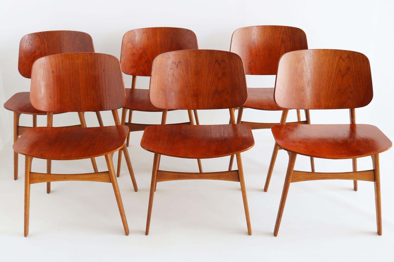 Set van 6 Børge Mogensen "Shell Chairs" Model 155 voor Søborg, jaren 1950, Deens photo for sale
