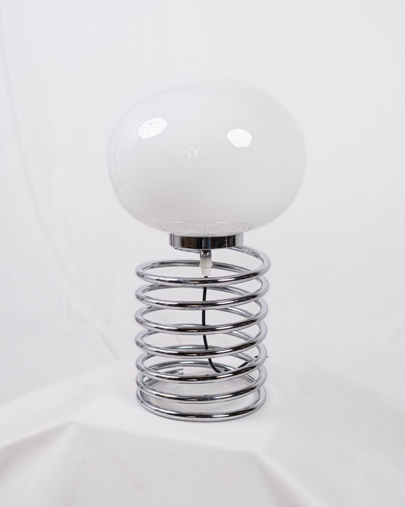 Pair Of Chromed Spring Lamps In The Style Of Ingo Maurer, Made In France, 1970s photo Lighting