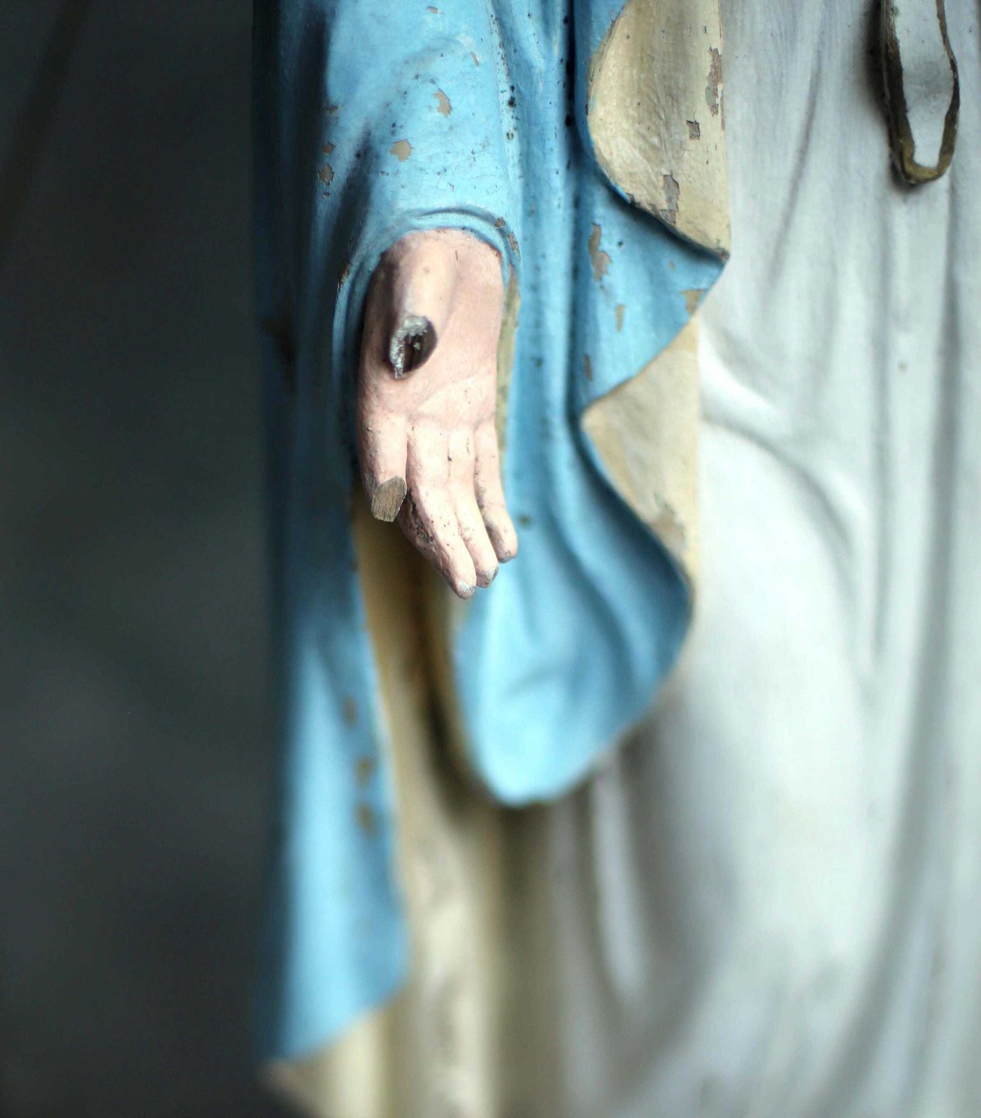 Huge Antique French Madonna Church Statue Large Wooden Polychrome Virgin Mary photo vintage