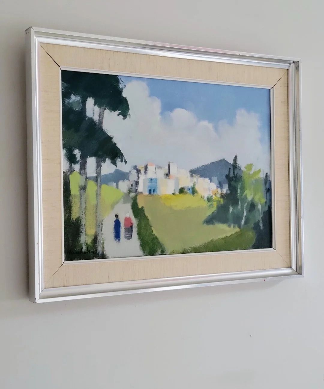 Greek Landscape Original Mid Century Oil By Stig Wernheden (1921 1997) photo furniture