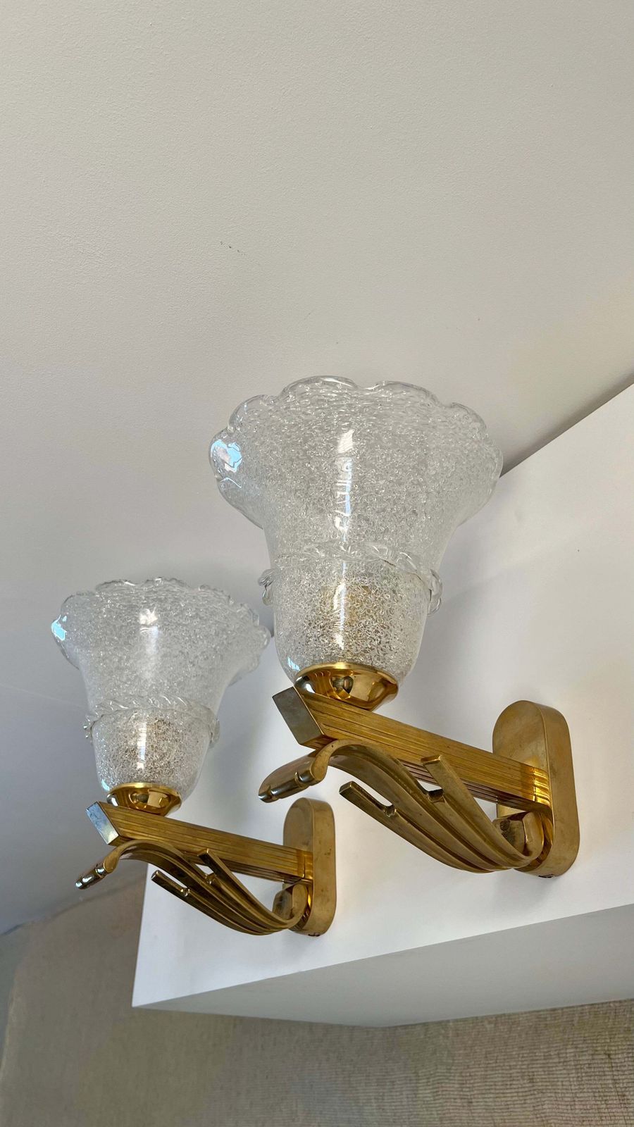 Pair Of Italian Murano Pulegoso Wall Sconces, 1940s–50s photo furniture