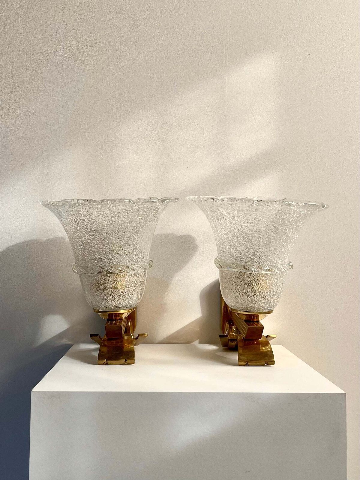 Pair Of Italian Murano Pulegoso Wall Sconces, 1940s–50s photo buy