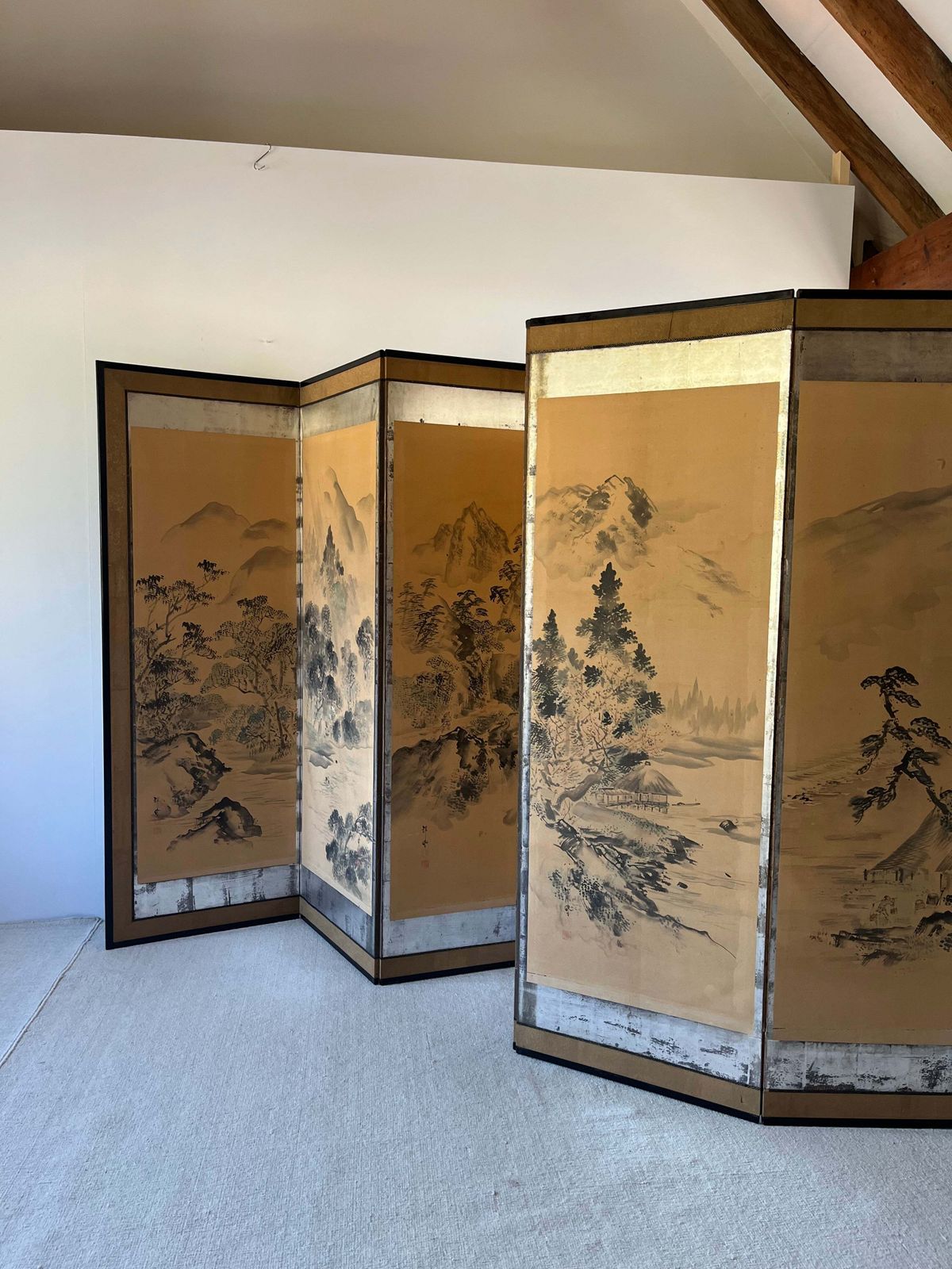 Monumental Japanese Six Fold Byōbu Screen, Late Edo To Early Meiji Period photo 4800.0