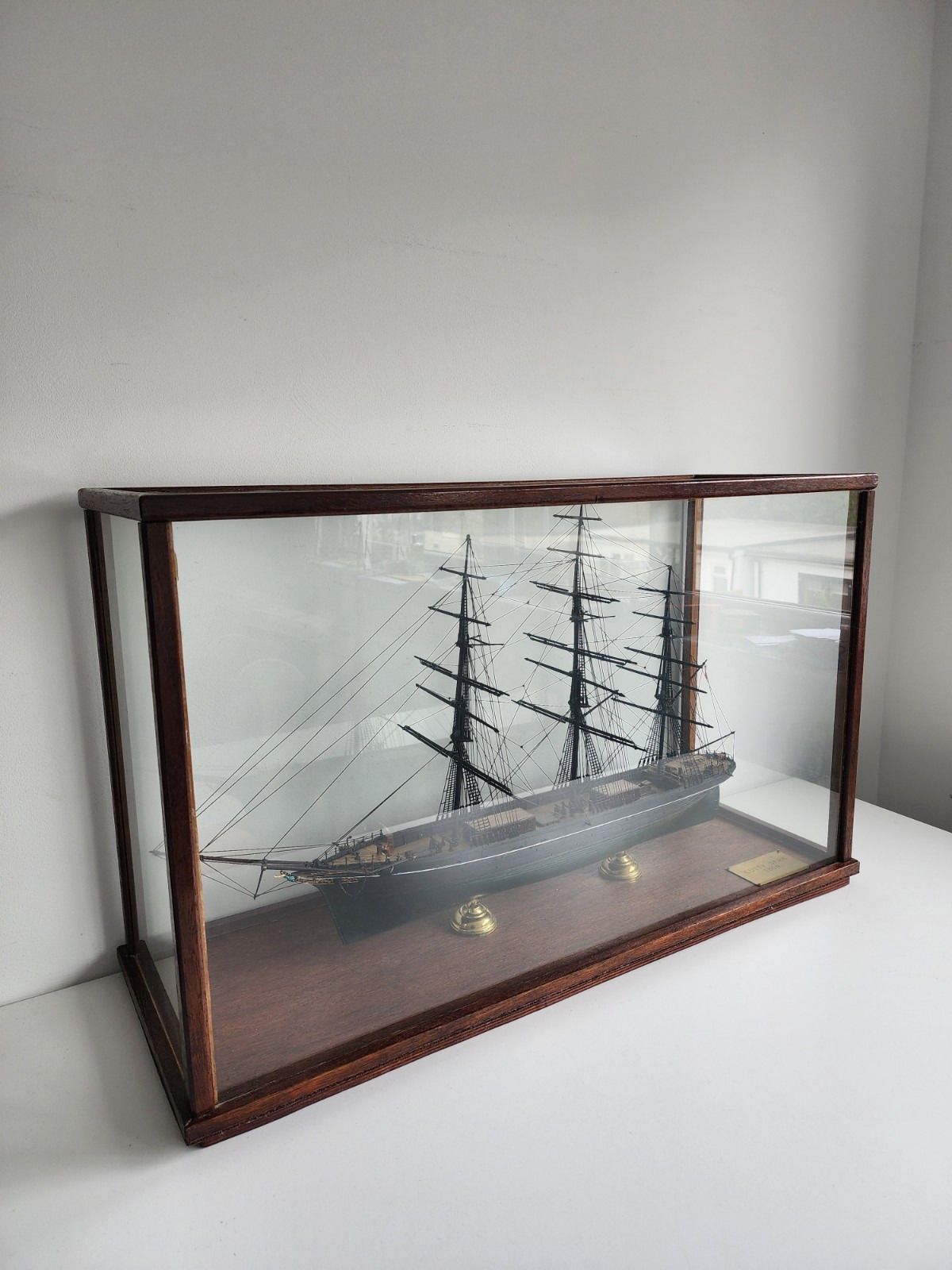 photo buy Antique Cutty Sark Tea Clipper Ship Model Large Wooden Museum Display Case