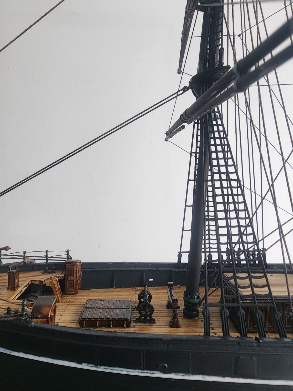 photo vintage Antique Cutty Sark Tea Clipper Ship Model Large Wooden Museum Display Case