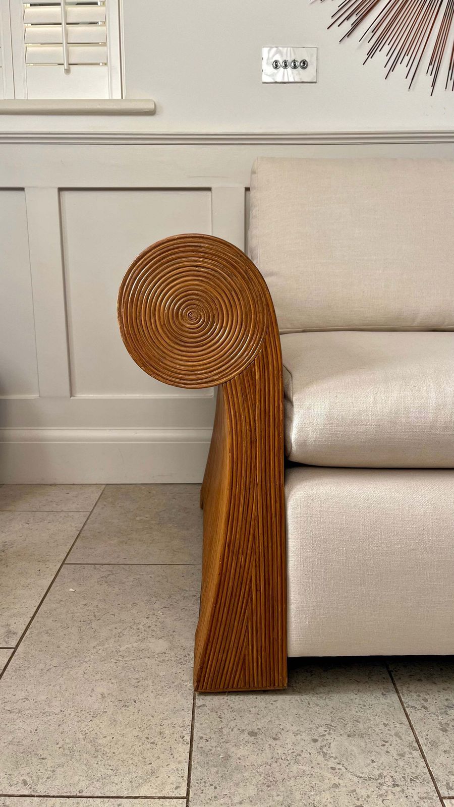 Pencil Reed Rattan Sofa In The Manner Of Gabriella Crespi, C.1970 photo furniture