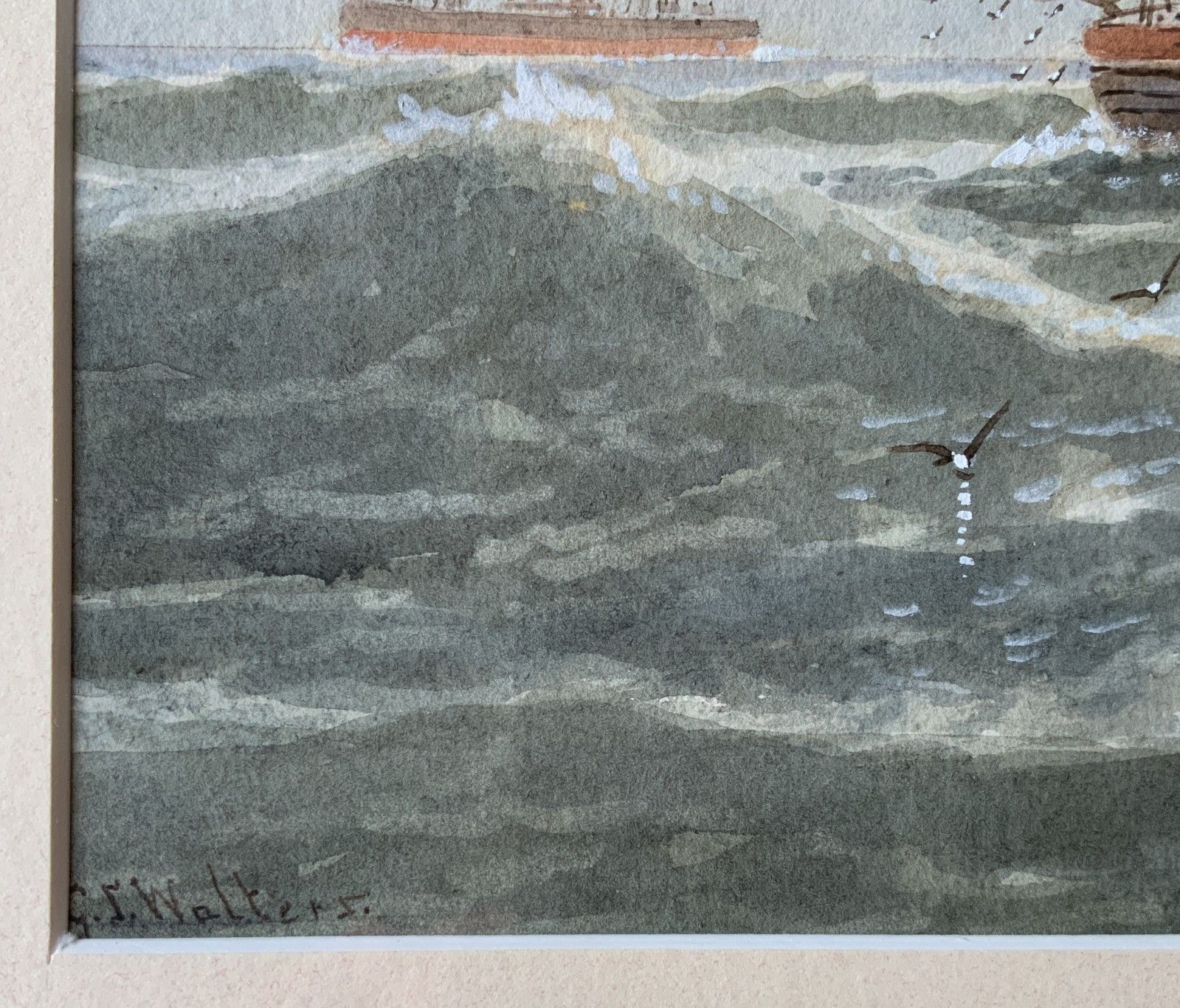 photo vinterior Lowestoft Seascape Watercolour Painting By George Stanfield Walters (1838 1924)