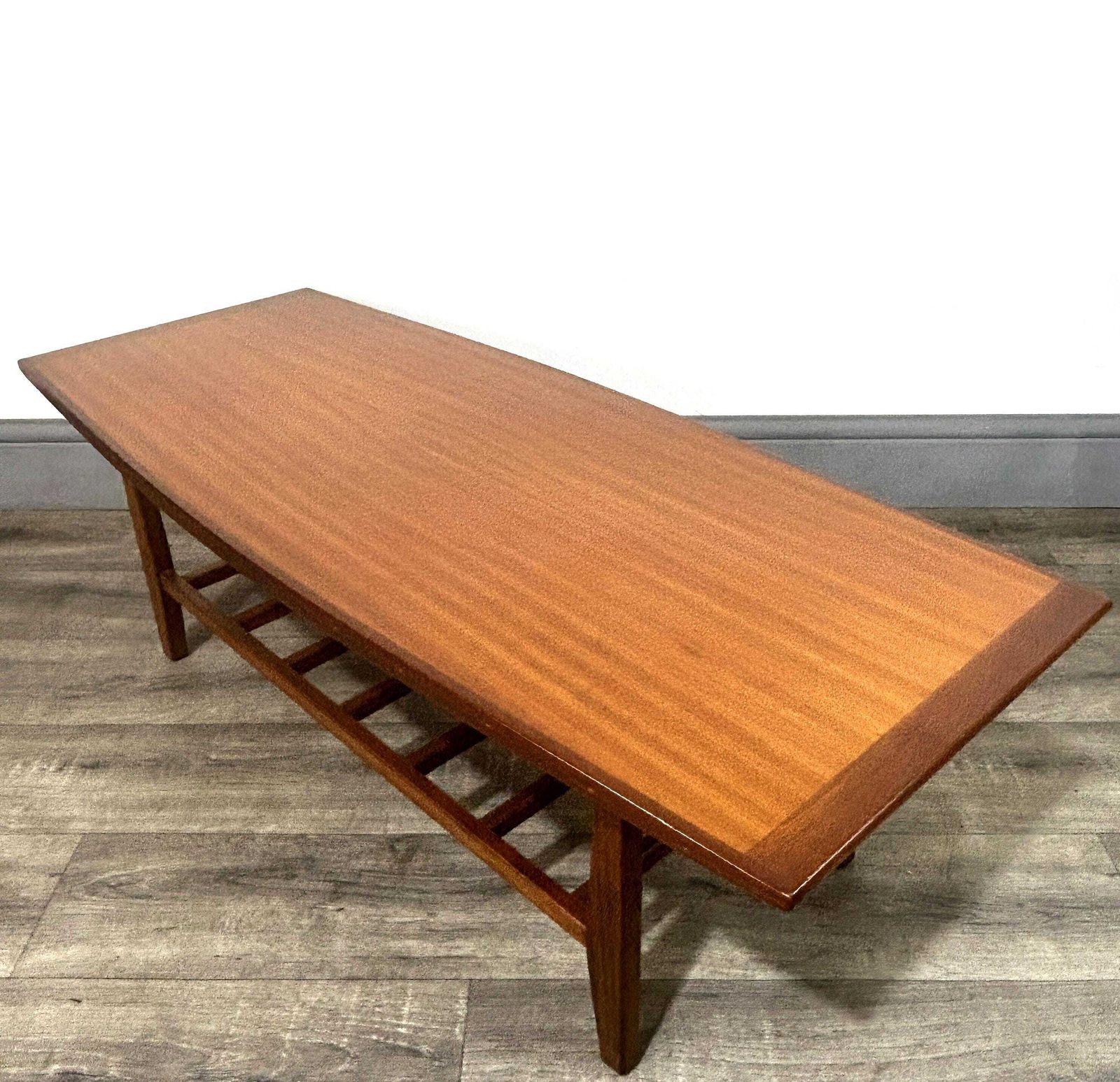 Stylish Mid Century Teak/Oak Coffee Table With Ladder Mag Rack C1960's