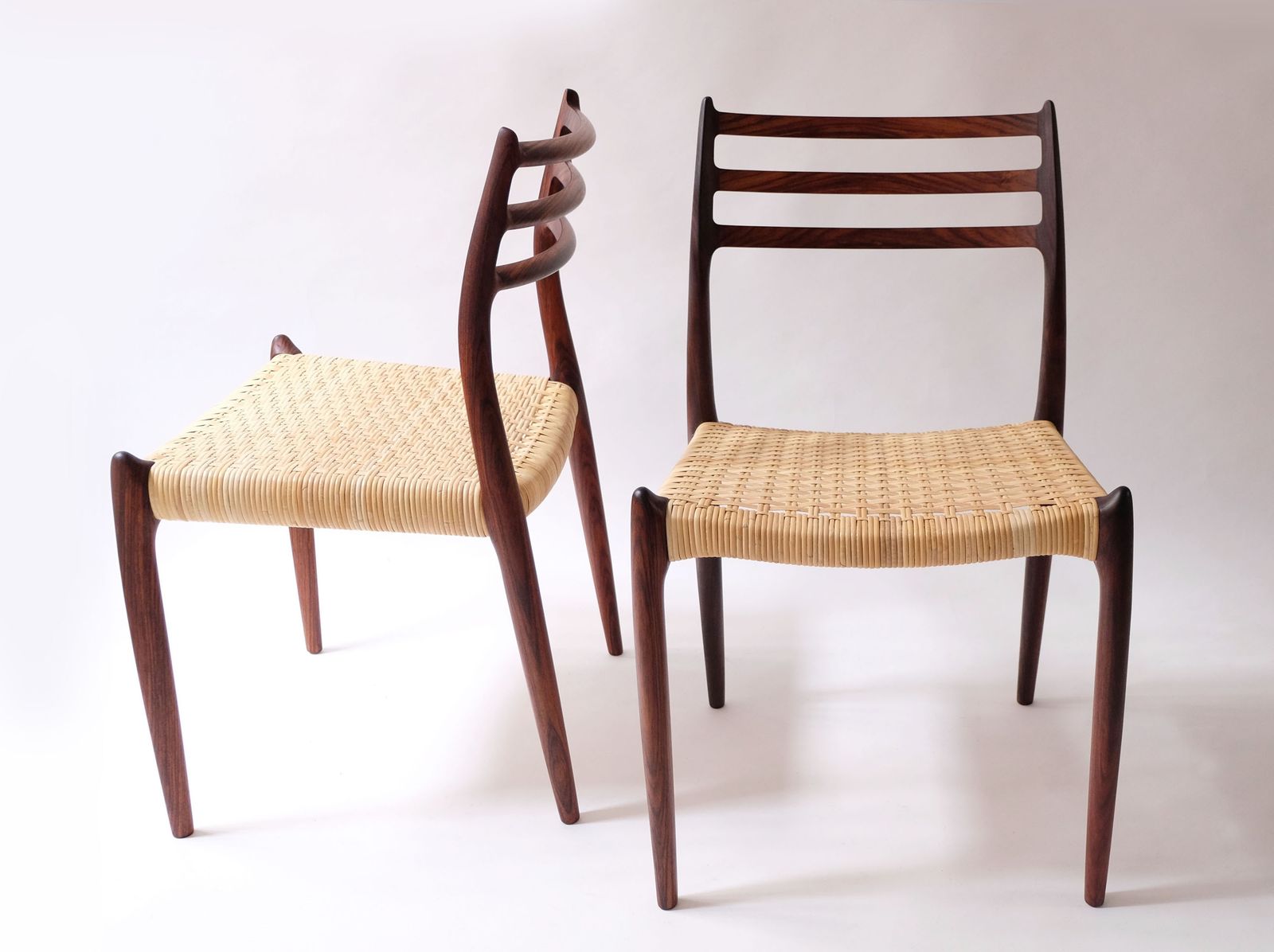 Early Production Of Mid Century Danish Rosewood Model 78 Dining Chair By Niels Otto Møller For J.L. Møllers, 1960s With Rattan Woven Seat photo furniture