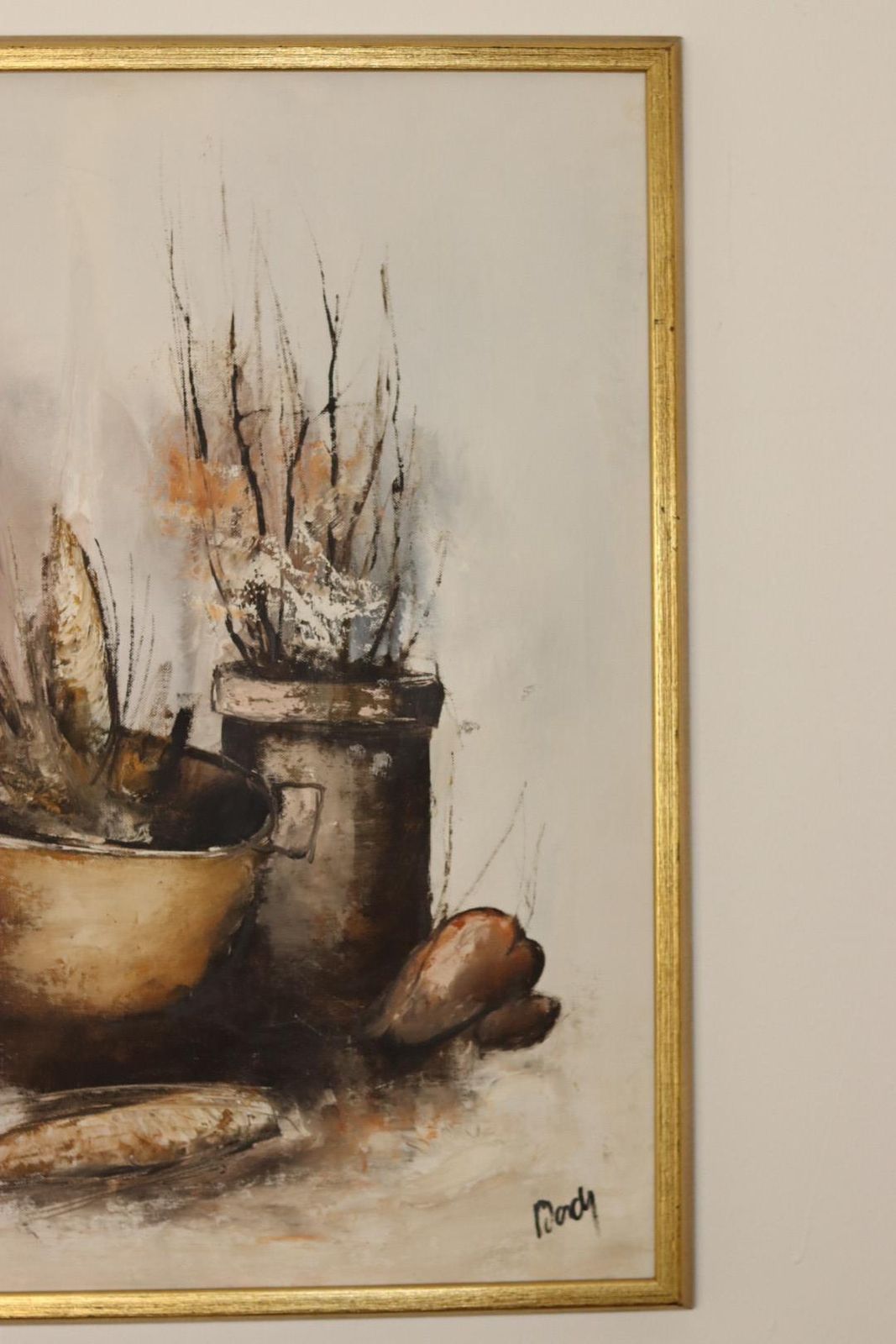 Original Swedish Mid Century Oil On Canvas" Still Life Composition"  Vintage And Framed photo 195.0