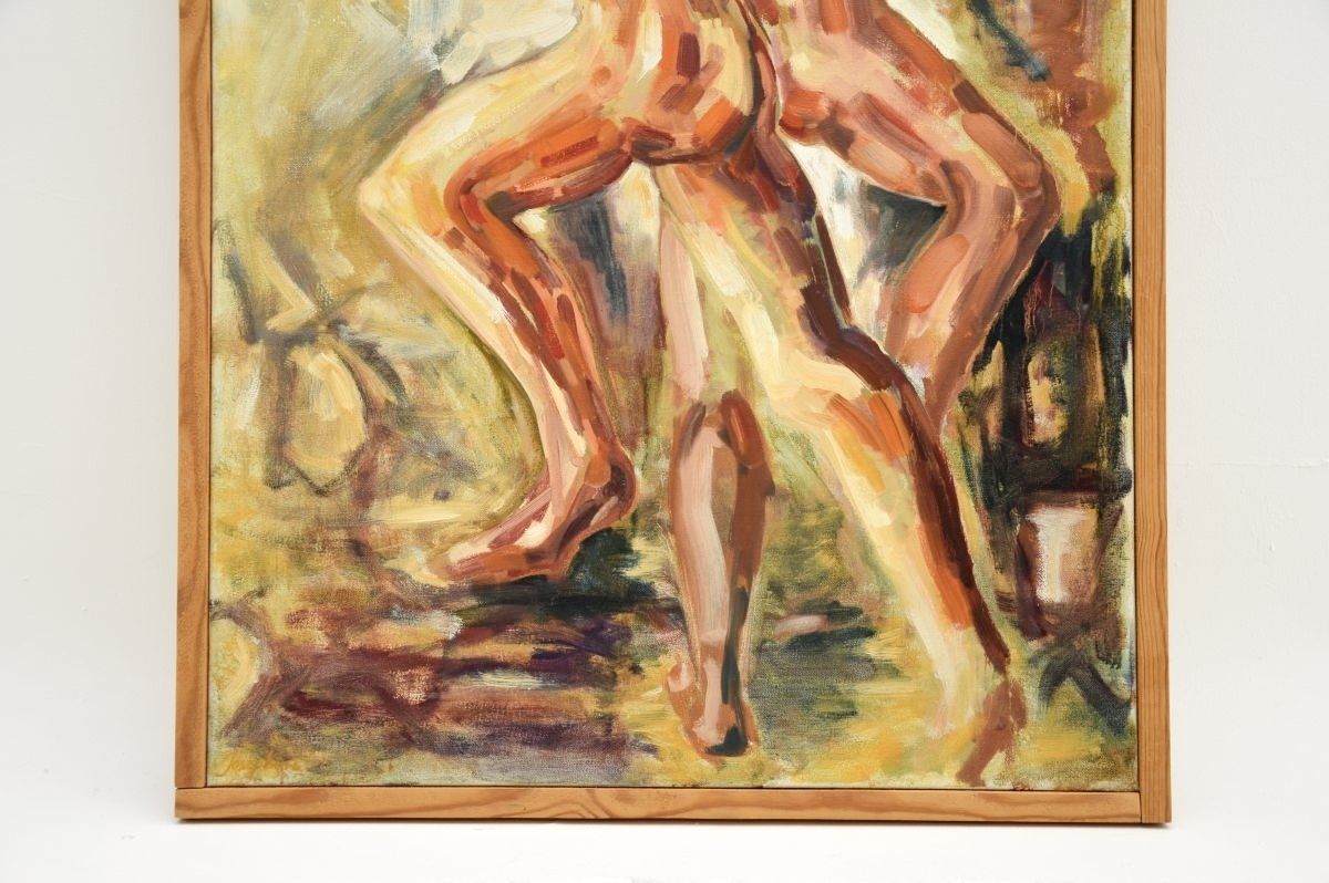 Large Vintage Oil Painting Of Nudes photo for sale