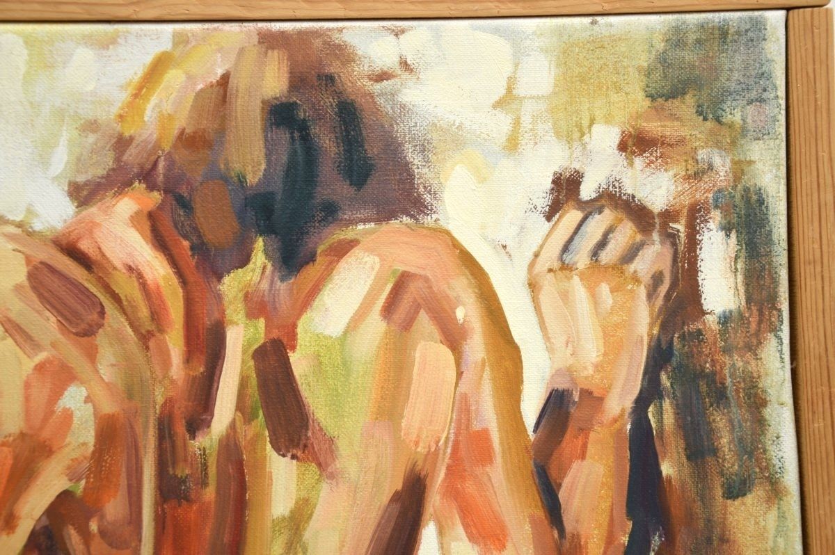 Large Vintage Oil Painting Of Nudes photo 514.0