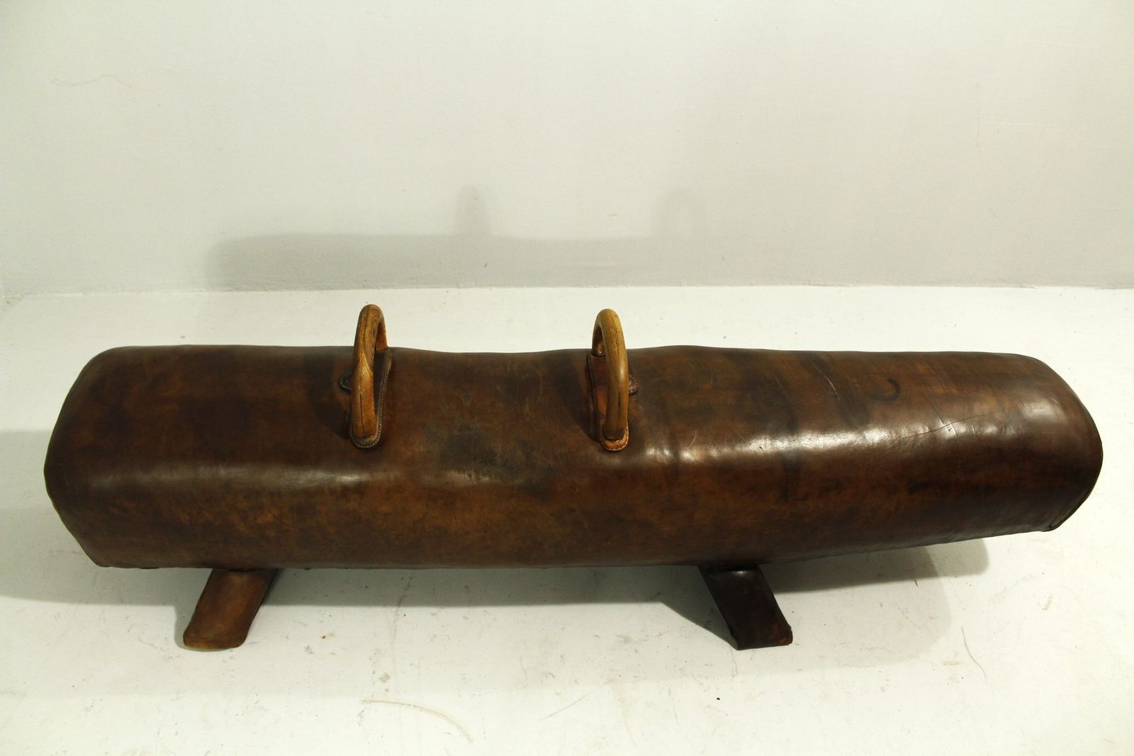 Furniture Vintage Leather Gym Pommel Horse Bench, 1900s photo