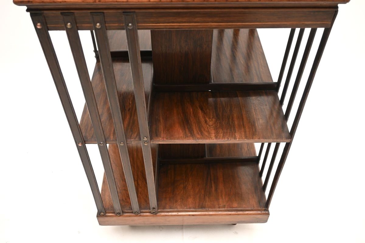 Antique Edwardian Inlaid Rosewood Revolving Bookcase photo vinterior