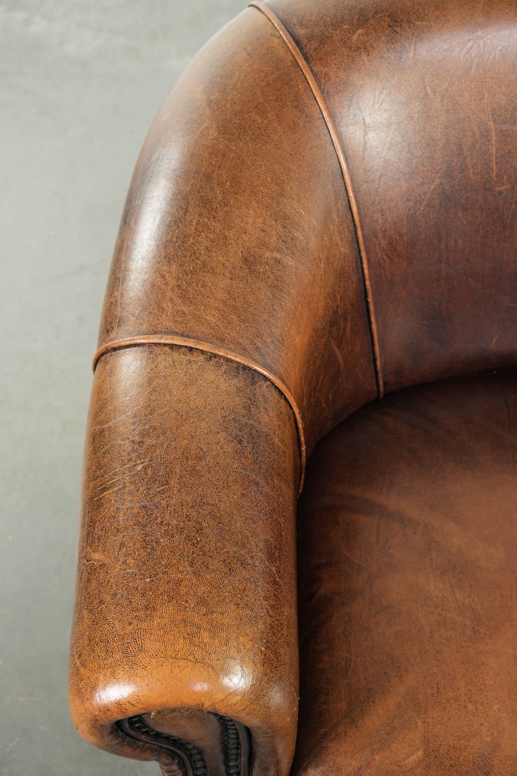 Characterful And Comfortable Club Armchair Made Of Sheepskin With A Fixed Seat Cushion And Excellent Colors photo buy