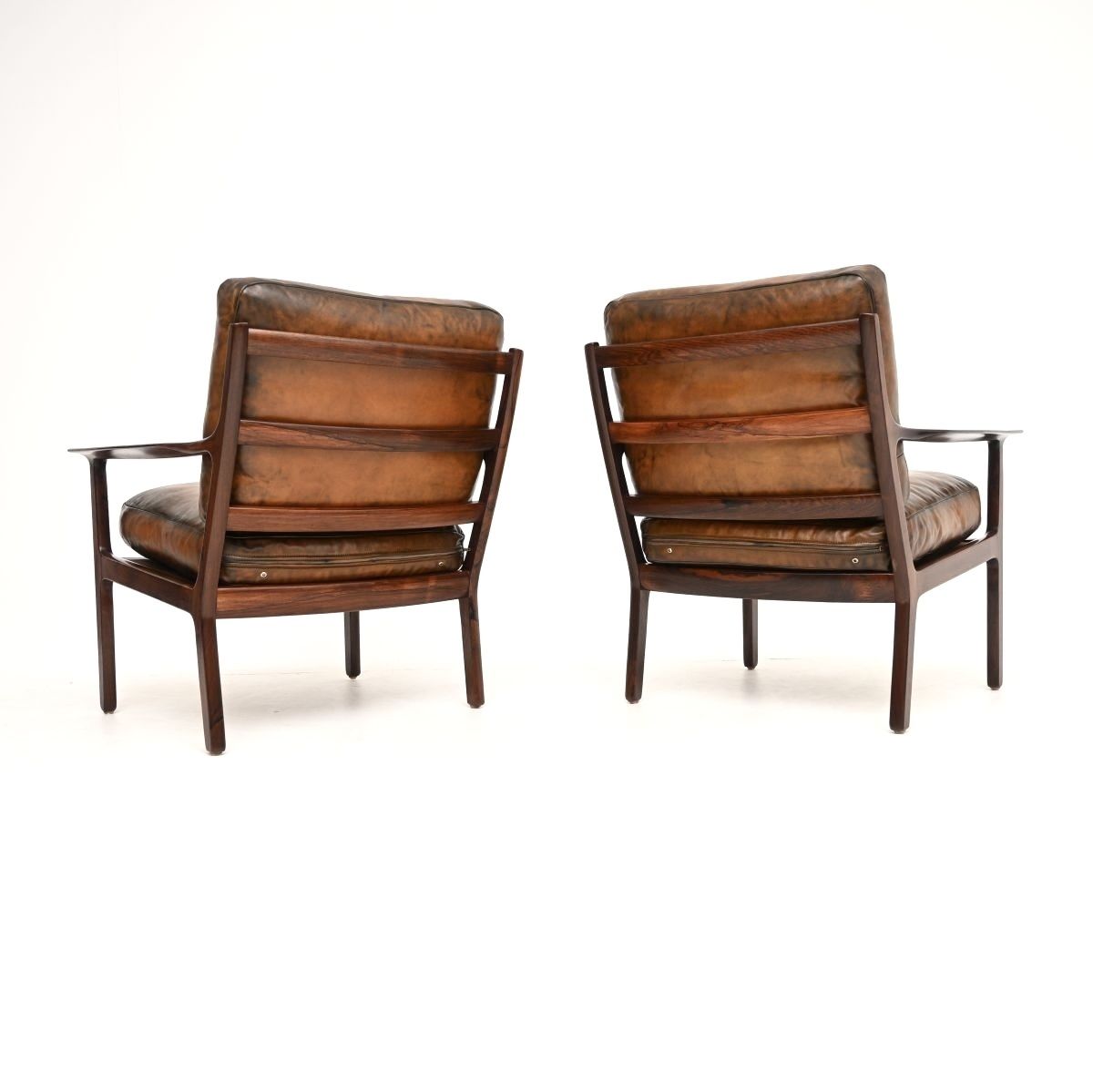 Pair Of Vintage Scandinavian Rosewood And Leather Armchairs By Frederik Kayser photo Furniture