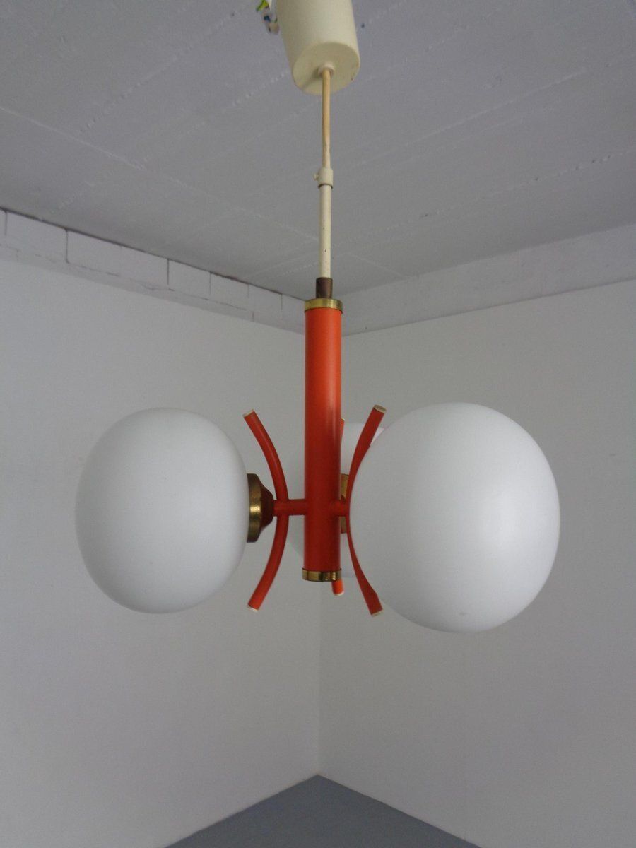 Space Age Sputnik Ceiling Lamps With Glasses By Richard Essig, Germany, 1970s, Set Of 2 photo vinterior