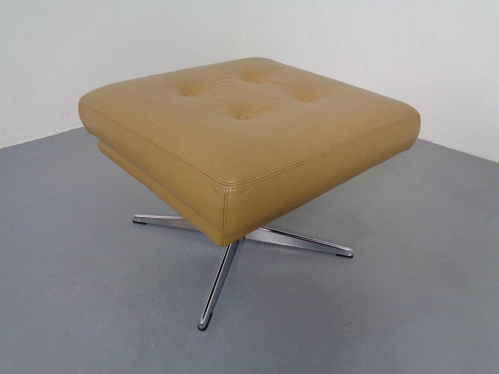 photo vintage Set Of Leather Swivel Easy Chair And Ottoman, Switzerland, 1960s