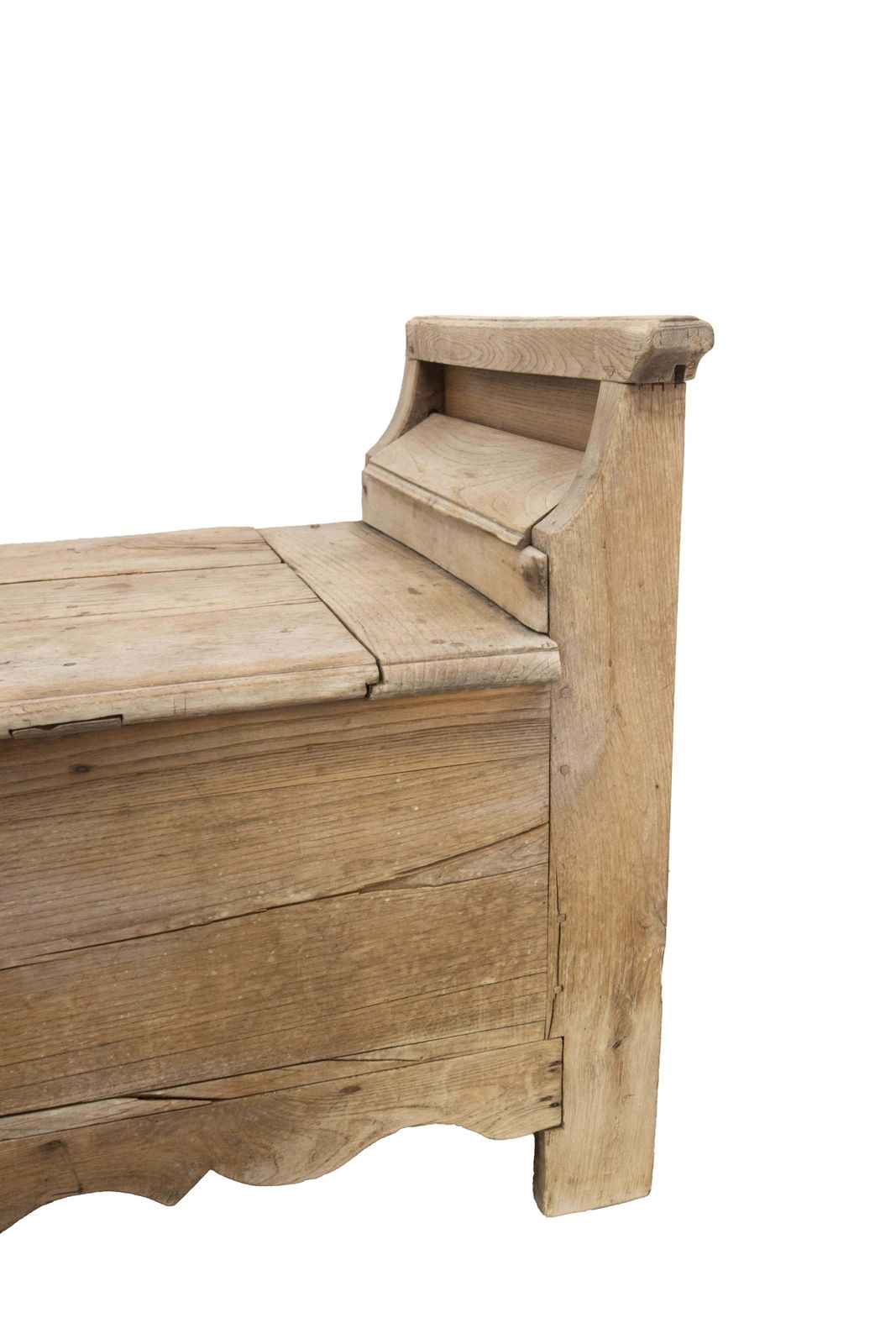 Antique Rustic Coffer Storage Bench, Oak Bed Footboard Chest Breton French photo buy