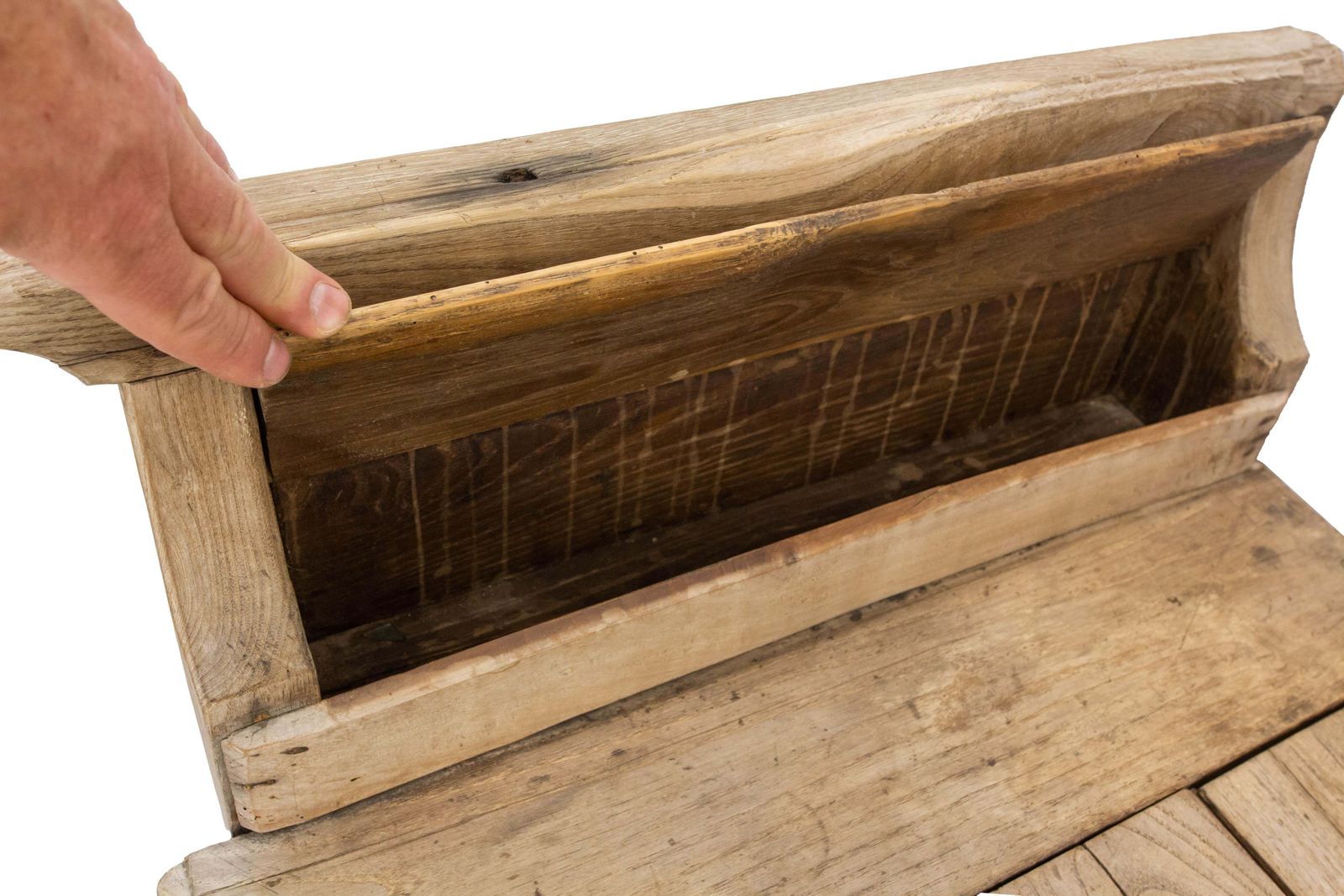 Antique Rustic Coffer Storage Bench, Oak Bed Footboard Chest Breton French photo vintage