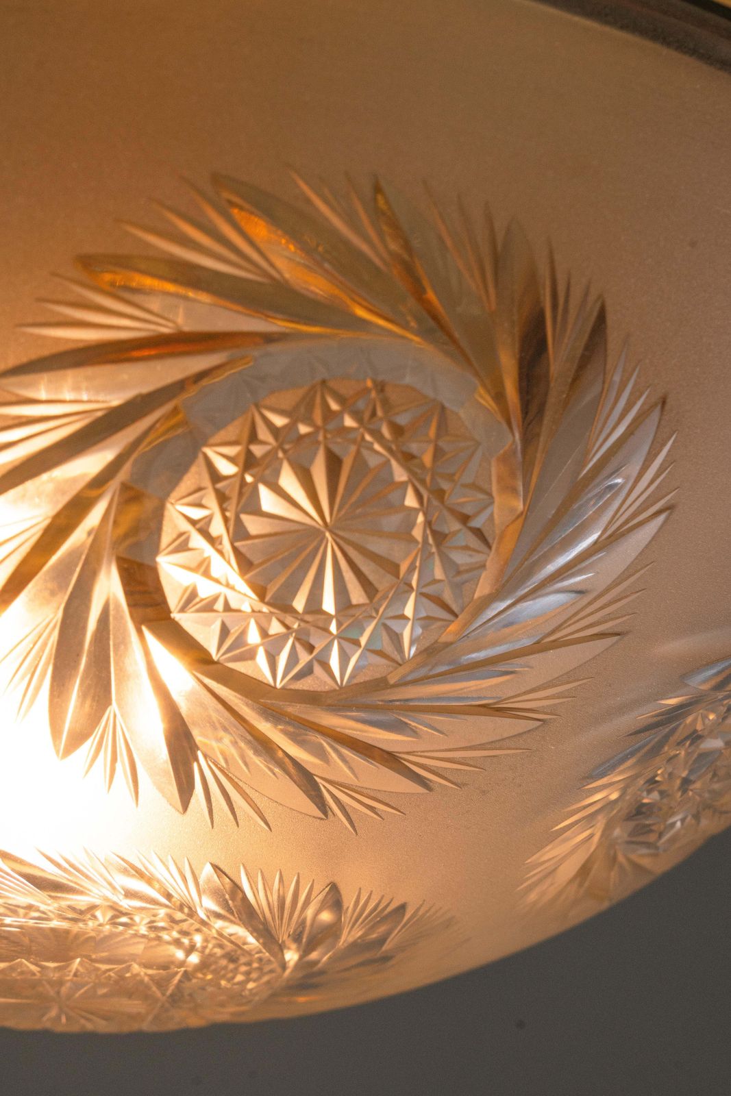 photo furniture Art Deco Ceiling Lamp With Original Cut Glass Shade Vienna Around 1920s