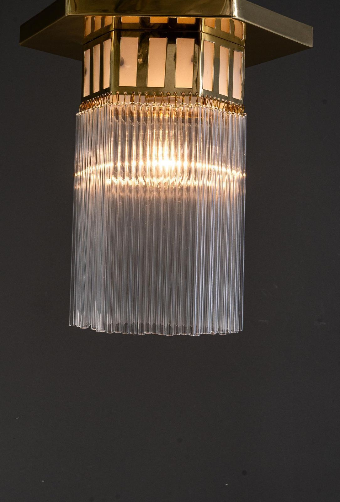 Art Deco Ceiling Lamp With Opal Glasses And Glass Sticks Vienna Around 1920s photo vinterior