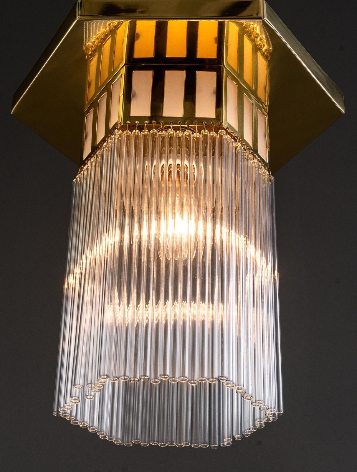 Art Deco Ceiling Lamp With Opal Glasses And Glass Sticks Vienna Around 1920s photo vintage