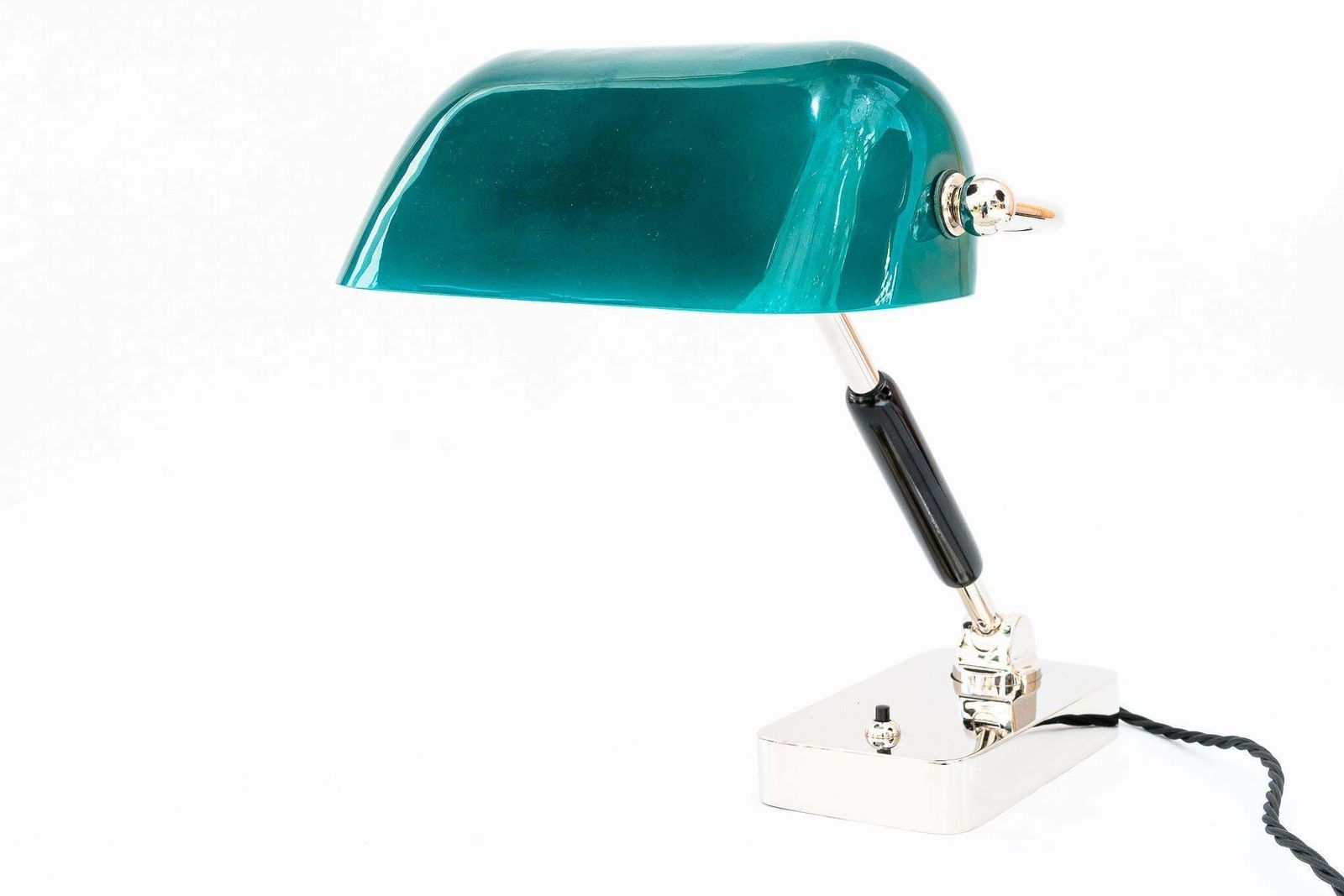 Art Deco Bauhaus Nickel Table Lamp With Original Glass Shade Germany 1920s photo Lighting