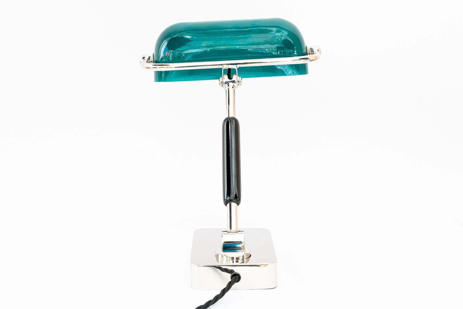 Art Deco Bauhaus Nickel Table Lamp With Original Glass Shade Germany 1920s photo 1058.0
