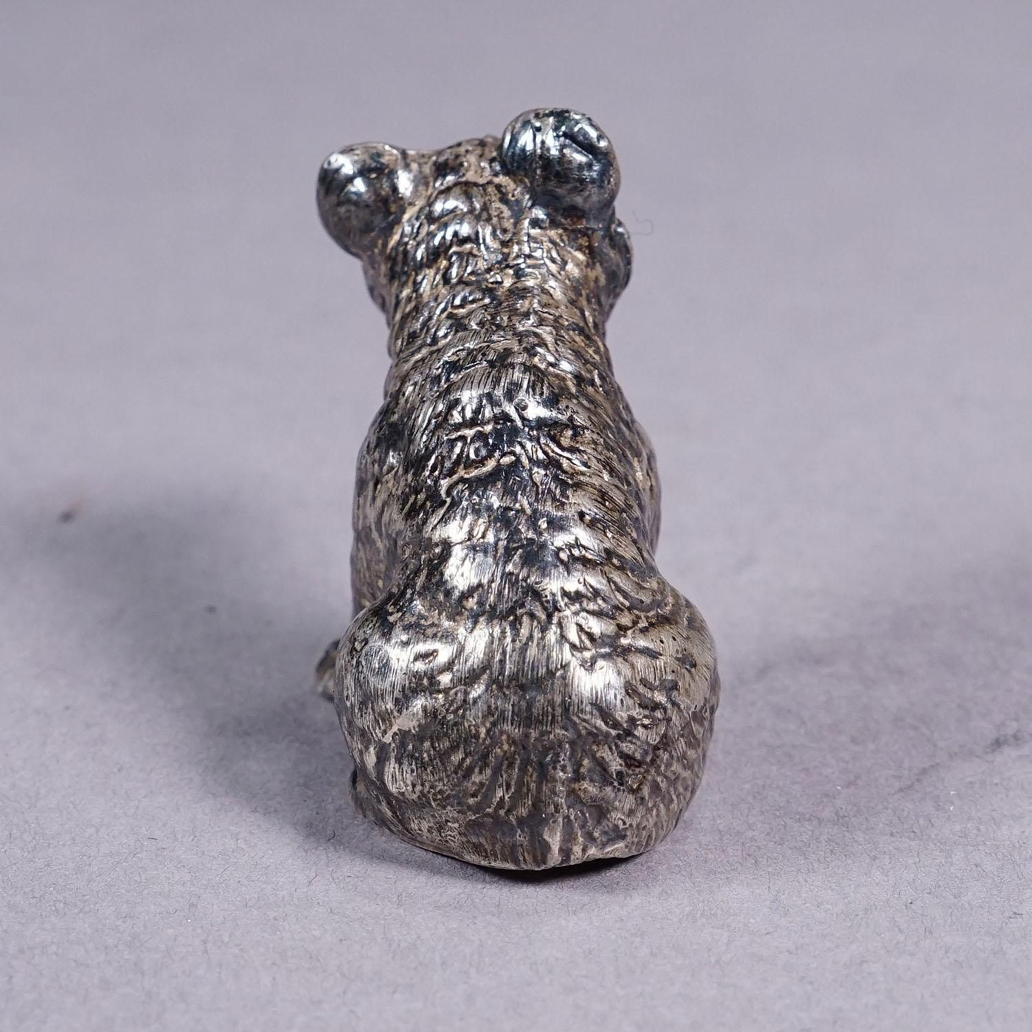 Cast Of A Silverplated Sitting Bear Ca. 1930s photo vinterior