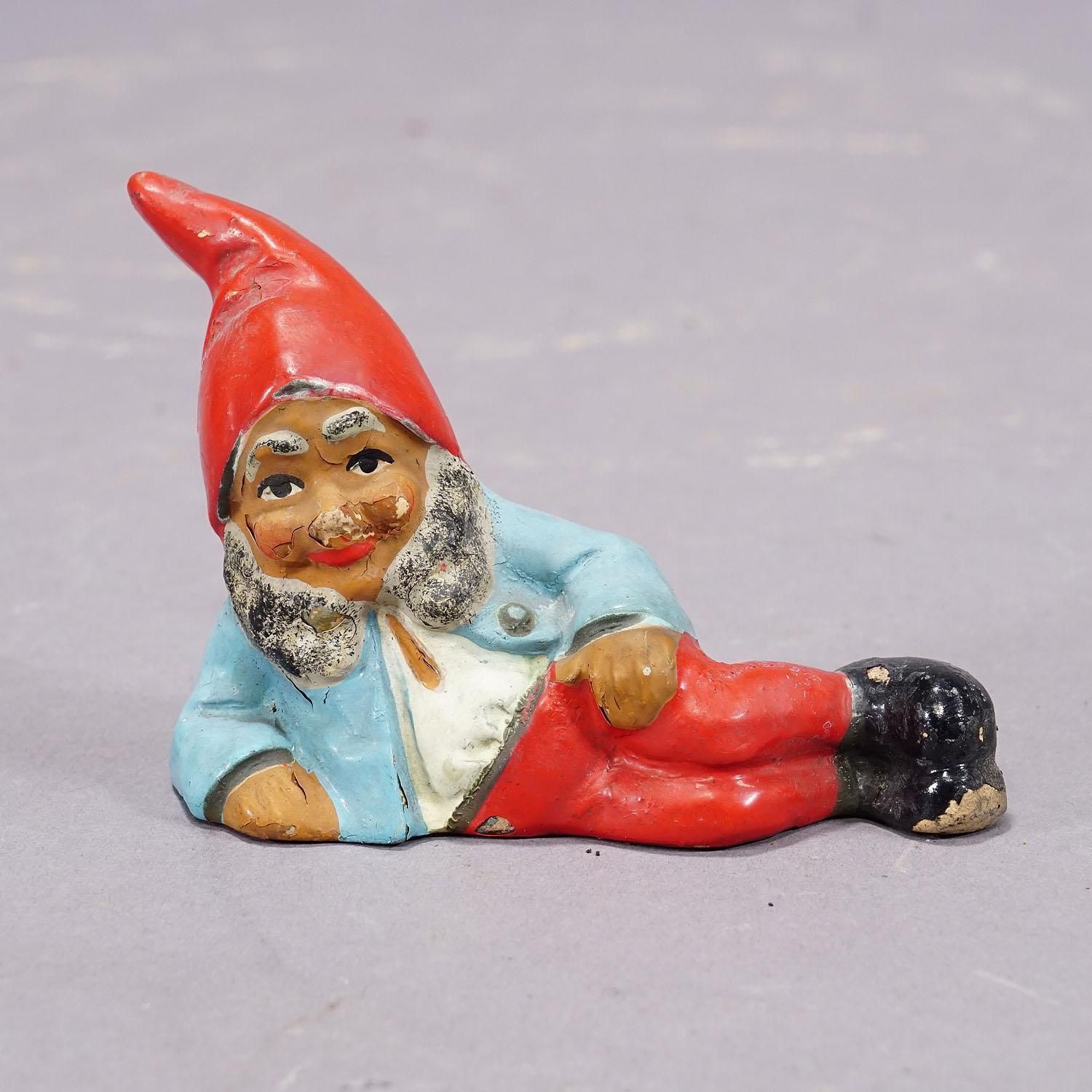 Lot Of Four Tiny Terracotta Garden Gnomes, Germany Ca. 1950s photo buy