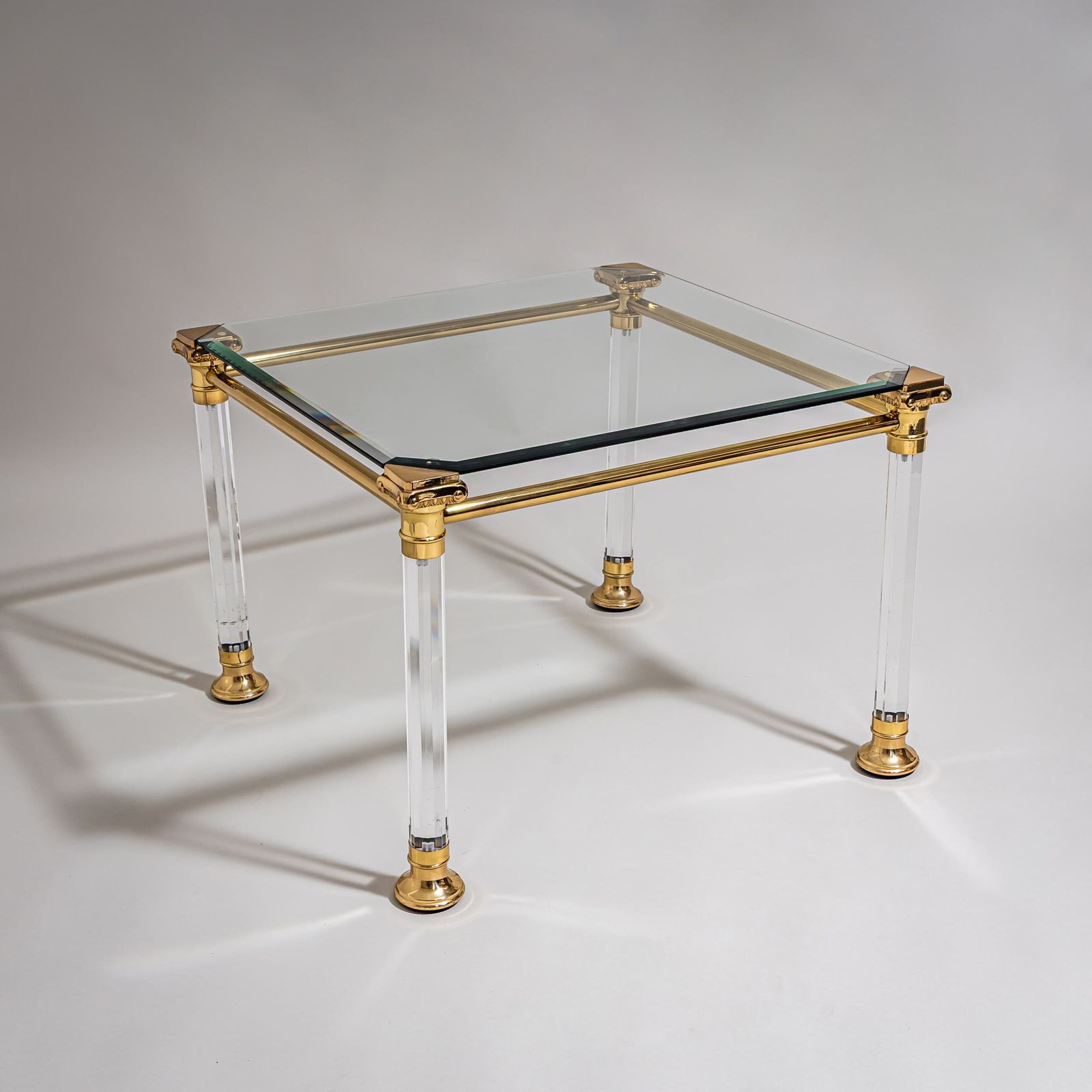 Two Coffee Tables In Plexiglass And Brass, Probably Italy, Late 20th Century photo buy