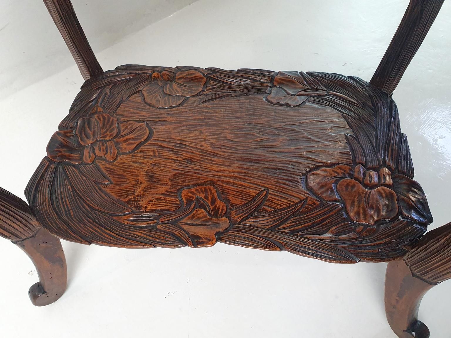 Hand Carved Japanese Kamakura Bori Side Table, Art Nouveau, Circa 1900 photo vinterior