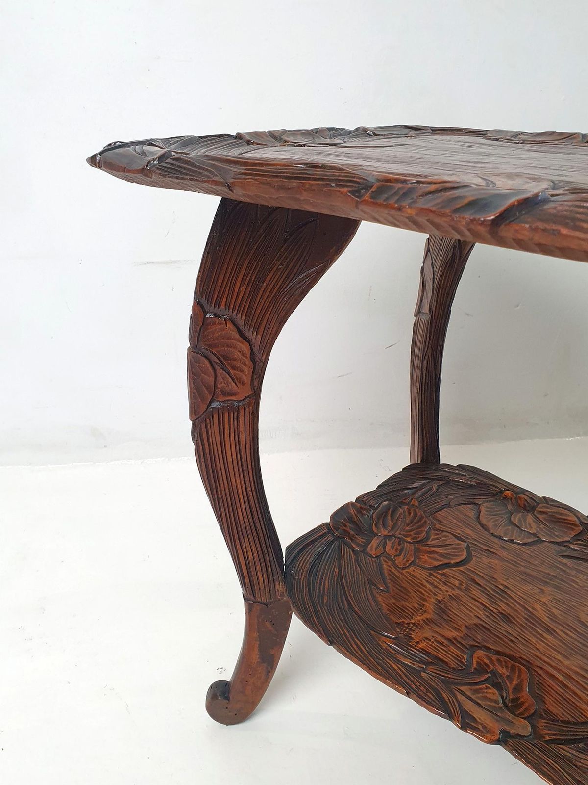 Hand Carved Japanese Kamakura Bori Side Table, Art Nouveau, Circa 1900 photo buy