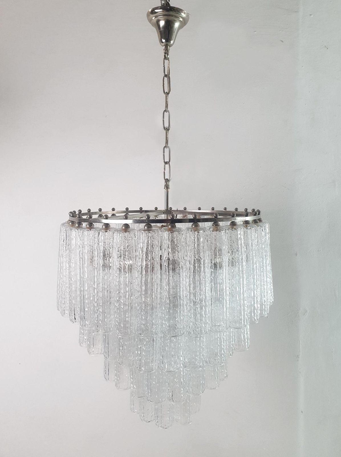 photo furniture Italian Mid Century Chandelier, Murano Glass, 10 Bulbs, 1965, Italy