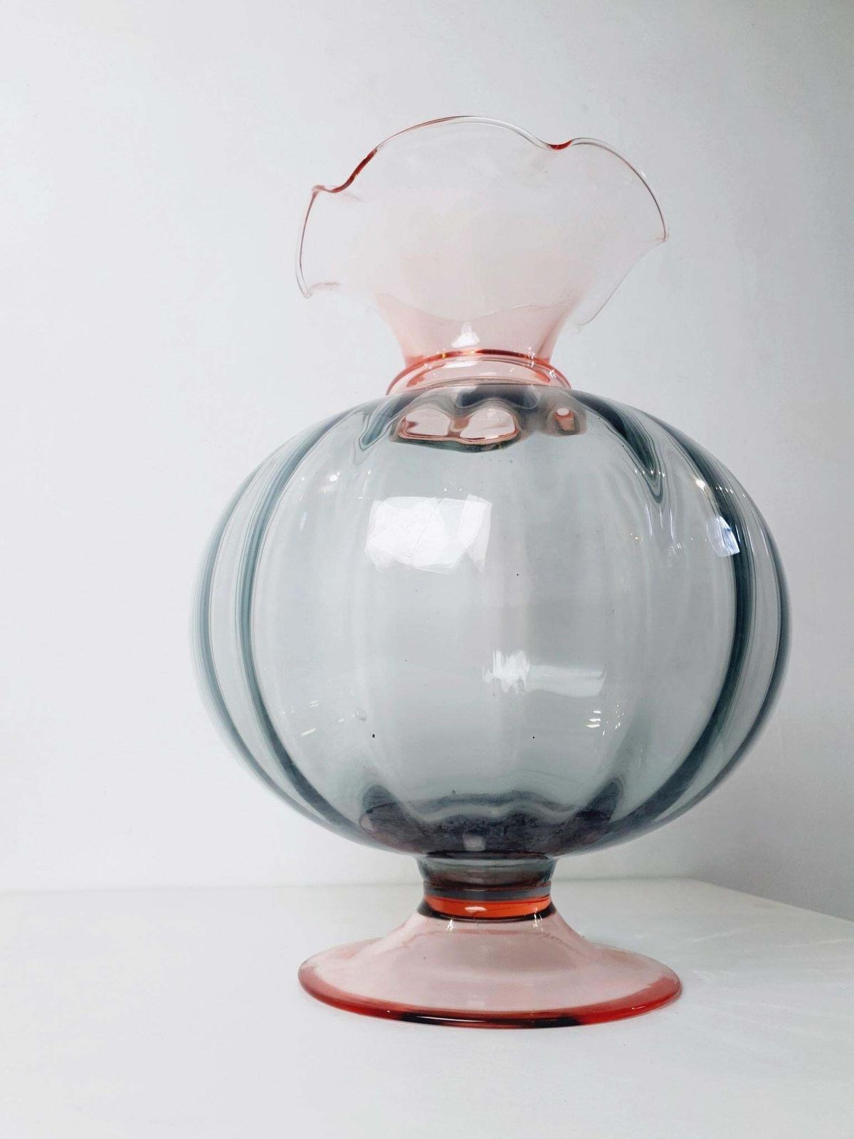 Large Modern Murano Glass Vase, Pink And Gray, Italy, 1980s Design photo Home Decor