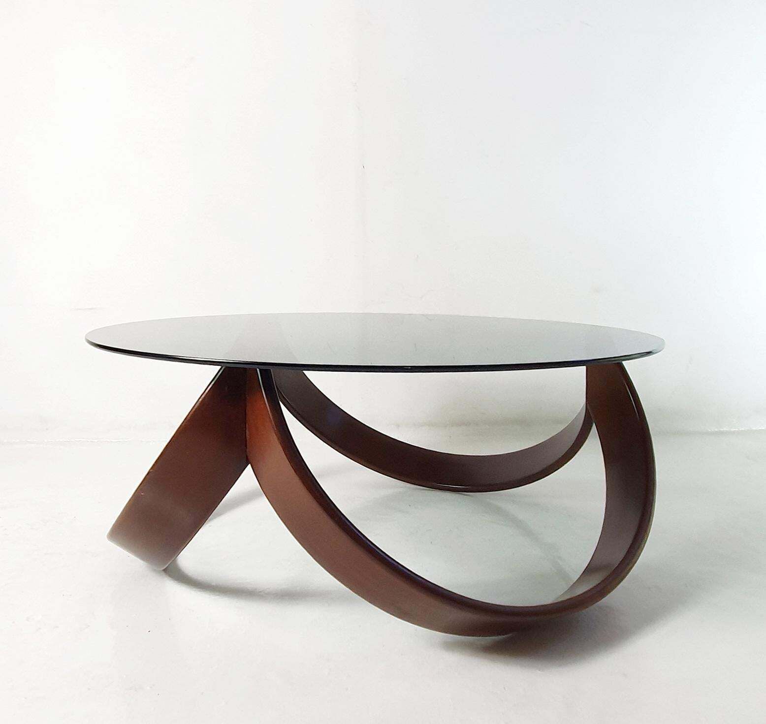 Mid Century Organic Coffee Table With Beechwood Base And Glass Top photo furniture