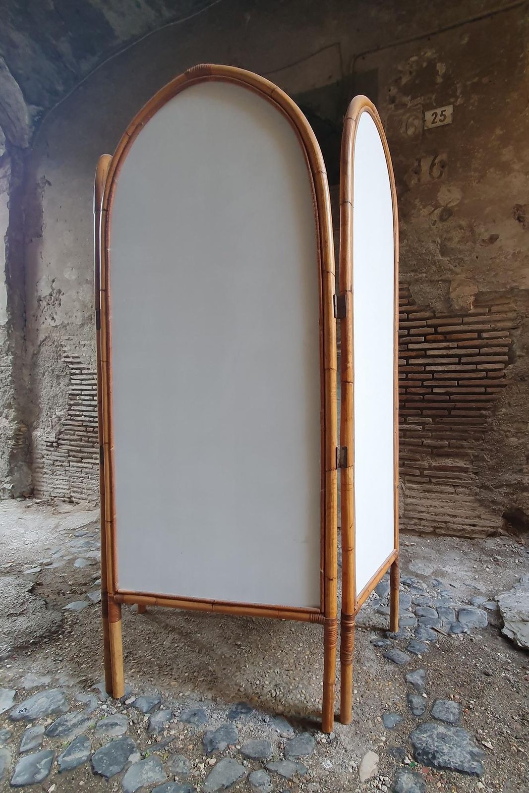 Italian Mid Century Modern Bamboo And Mirror Room Divider, 1960s photo buy