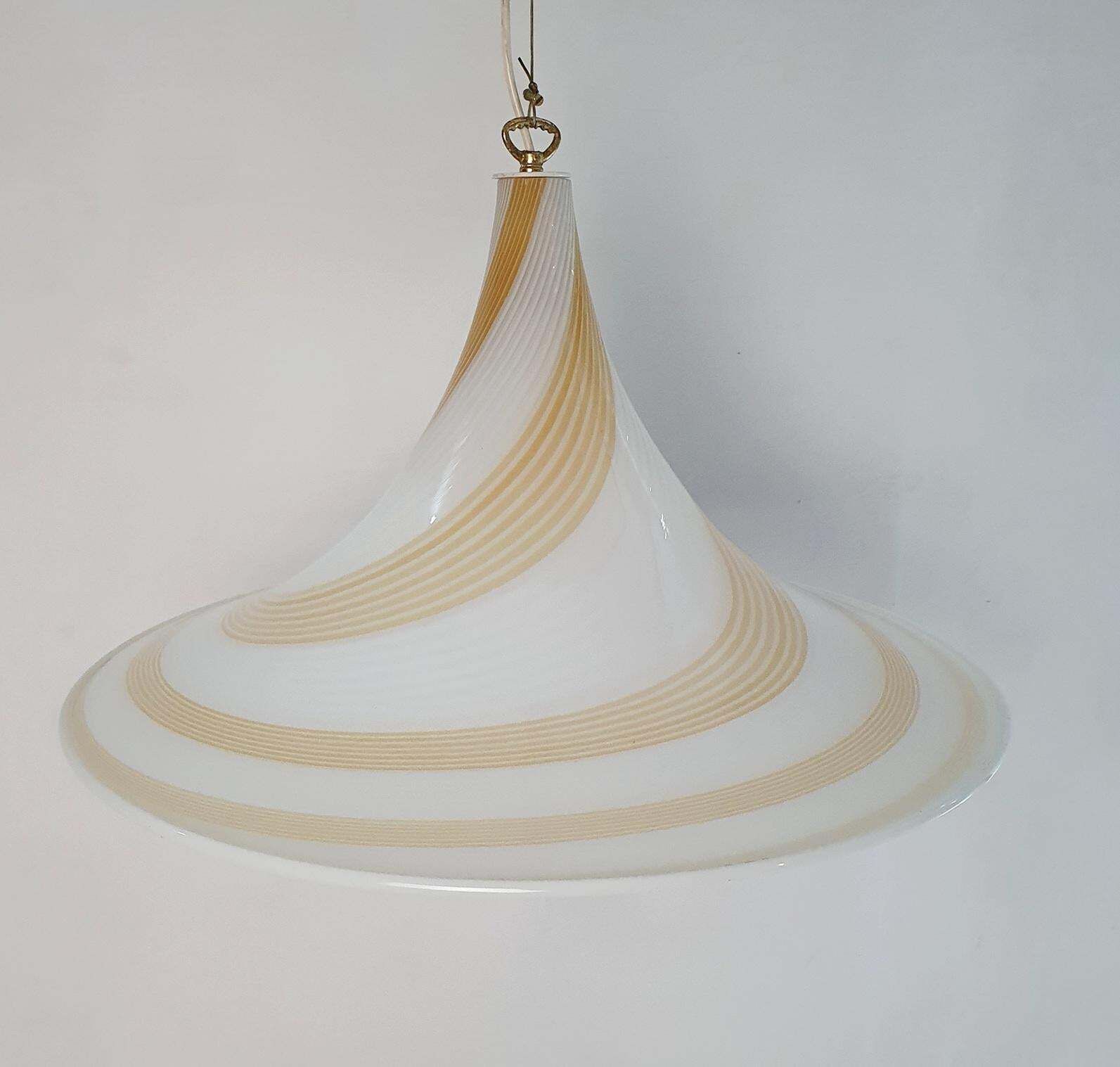 Murano Glass Swirl Pendant Lamp, Handmade, Modern Design, Italy, 1970s photo furniture