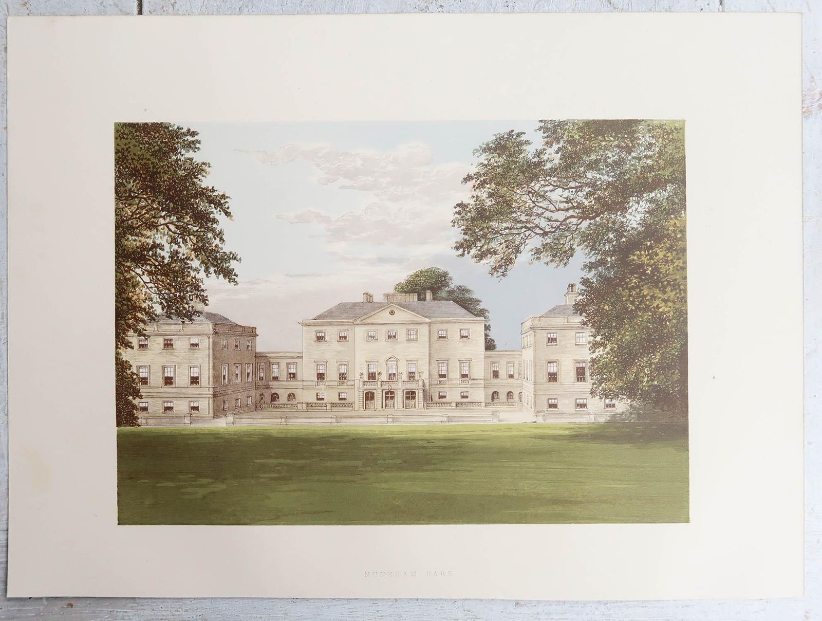 Set Of 12 Antique Prints Of English Country Houses And Gardens, C.1880 photo vinterior