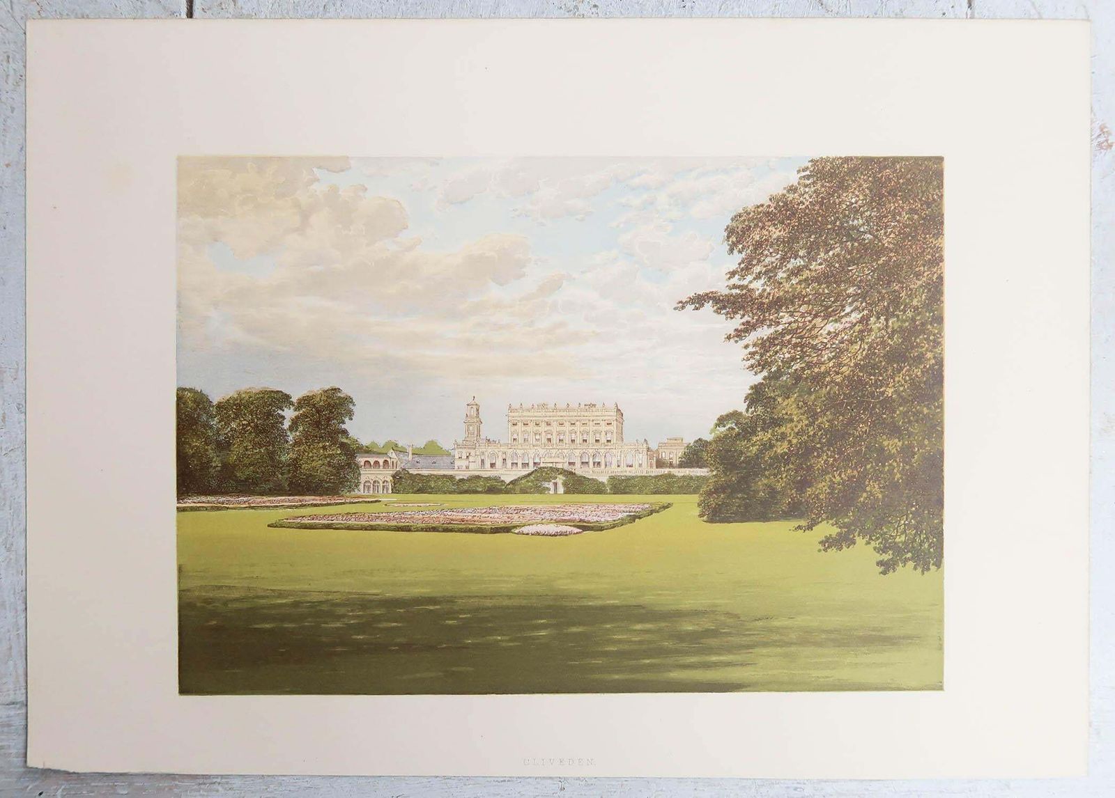Set Of 12 Antique Prints Of English Country Houses And Gardens, C.1880 photo vintage