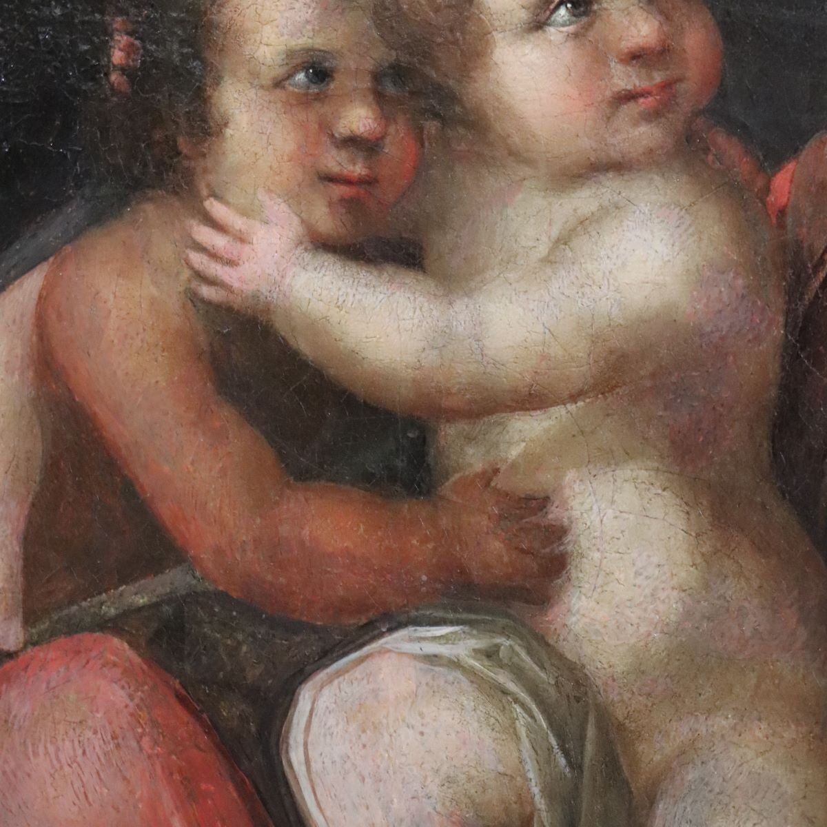 photo furniture Madonna With Child Jesus And The Infant Saint John The Baptist, 18th Century, Oil Painting On Canvas