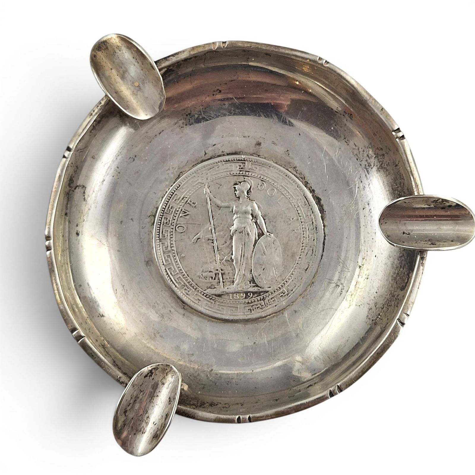 Lee Yee Hing Sterling Zilveren Asbak met Muntstuk, Trade Dollar, ca. 1920